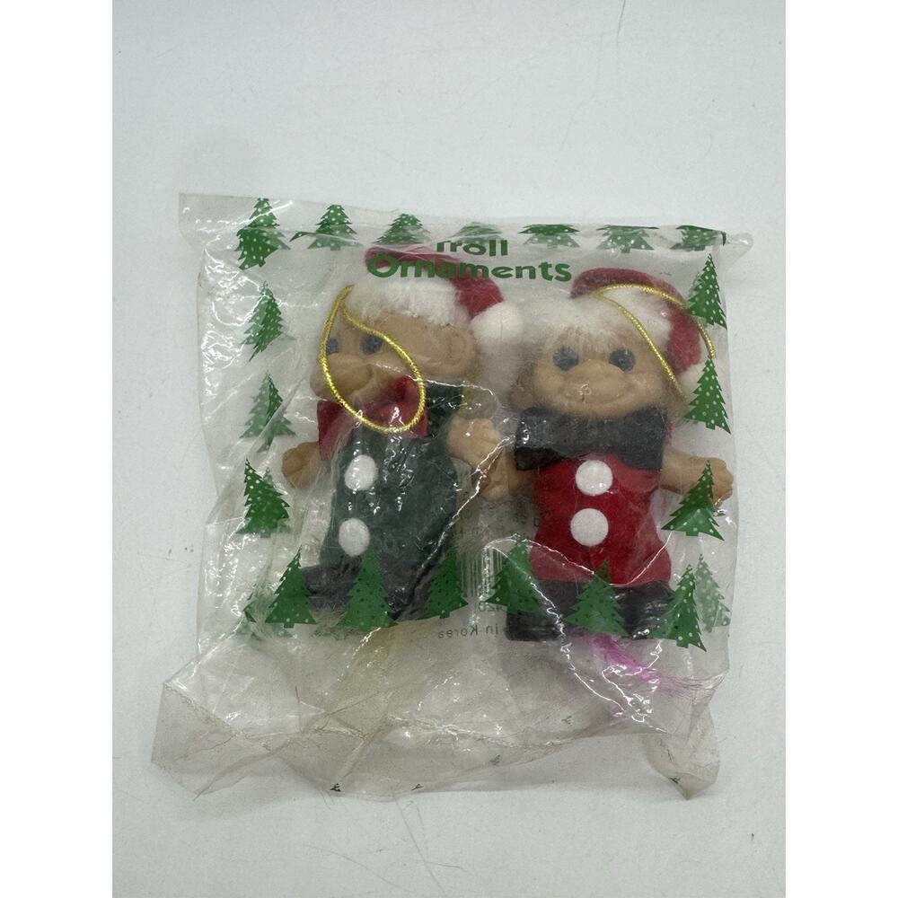 New In Package 1980s Two Troll Set Christmas Tree Ornament Vintage Fantasy Retro